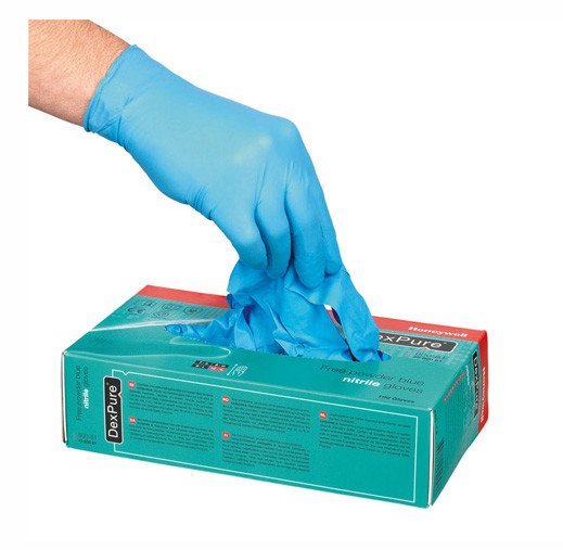 Disposable nitrile gloves, lightly powdered